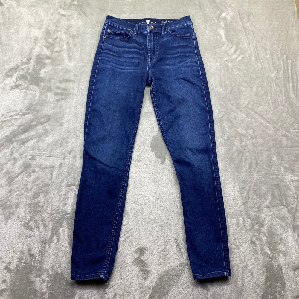 7 For All Mankind High Waist Ankle Gwenevere Skinny Jean Dark Wash Sz 25 Fit 24"